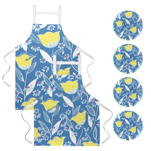 Tablier de serveuse fleuri pour le nettoyage de la maison et pâtisserie