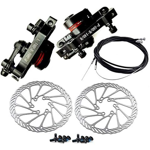 WIROJ BlueSunshine MTB BB8 Mechanical Disc Brake Front and Rear 160mm Whit Bolts and Cable Cover
