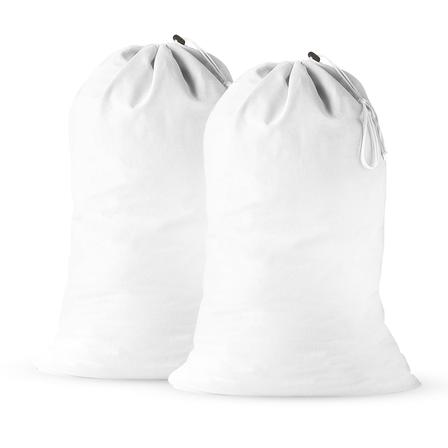 Confezione da 2 sacchetti per la biancheria extra large in cotone, resistenti, 61 x 91,4 cm, XL, con coulisse, organizer da viaggio per ceste da campeggio (bianco, confezione da 2)