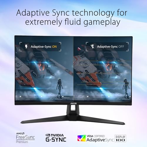 Image of ASUS TUF 27 inch Gaming Monitor, QHD (2560 x 1440), Fast IPS, 180Hz, 1ms, 130% sRGB, G-SYNC, ELMB Sync, HDR 10, Anti-Glare, Speakers, VESA Mountable, 1xDisplayPort, 2xHDMI, Swivel /Tilt Adjustment Stand