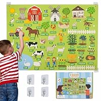 BONNYCO Filztafel mit 92 Bauernhoftiere-Figuren. Montessori-Spielzeug und Geburtstags Geschenke für Kinder von 3 bis 8 Jahren. Sensoriktafel für Autismus, Lernspiele vom Bauernhof