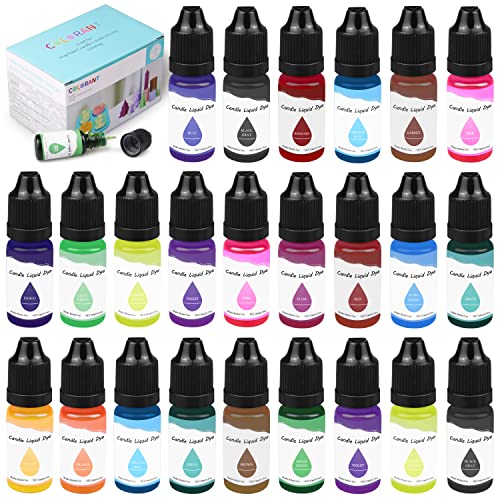 Candle Dye, 24 Bottles Liquid Candle Making Dye, Wax Dye Candle Color Dye Candle Making Supplies, Oil Based Candle Dyes Candle Making Kit for Soy Wax,Gel Wax,Beeswax,Paraffin Wax(0.35 oz EachÃ—24)