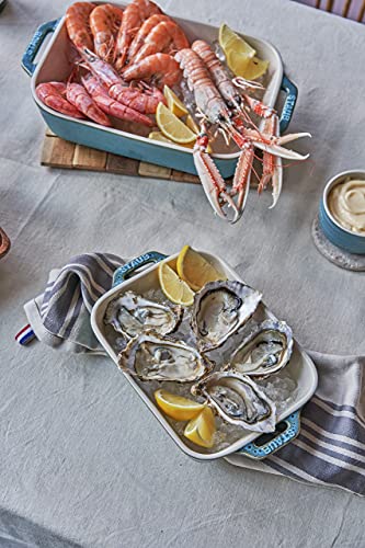 Staub Ceramics Rectangular Baking Dish Set, Casserole Dish, Baking Pans For Lasagna, Cake, 2-Piece, Rustic Turquoise #TOP3