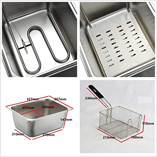 Electric Fat Fryer Deep Fryer Commercial Stainless Steel Chip Fryer Fat Tank 10L 2500W with Lid - Image 5