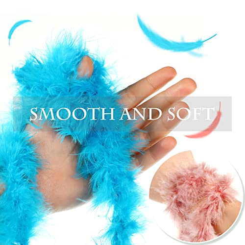 Juinte 12 Pcs Colorful Feather Boas Christmas Marabou Feather Boa White Scarf Large Feathers Boas For Party Pack Rainbow Boa Light Hot Purple White Boa Black Feathers Marabou Feather, 6.6 Ft #TOP2
