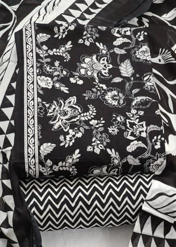 Image of DRAVINAM Trends Women's Premium Cambric Cotton Jaipuri Printed Unstitched Salwar Suit Dress Material with Mulmul Cotton Dupatta