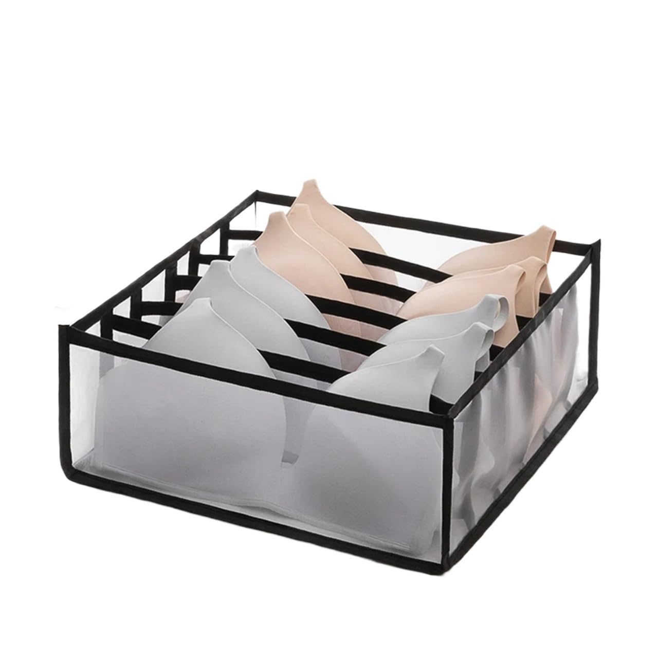GYTTDERFL Sock Organiser Closet Organizer For Underwear Socks Home Cabinet Divider Storage Box Drawer Organizers Bra(Black 6 grids)