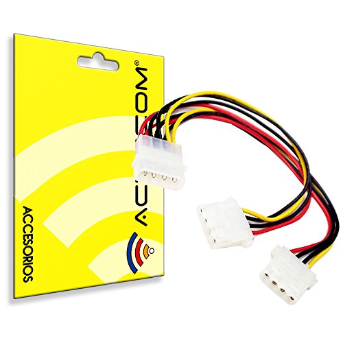 actecom® Splitter de Alimentación Molex 4 Pines: Divisor en Y con 2 Hembra LP4 y 1 Macho LP4 Cable Alimentación Molex Duplicador