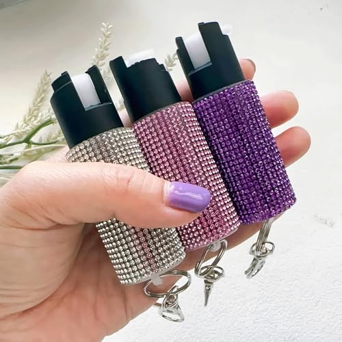 3PCS Cute Bling Pepper Spray Keychain for Women - Lightweight, Easy-to-use Safety Twist Top, Fashion Keychain Accessiory for Personal Protection