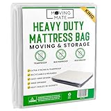 King Size Mattress Bag for Moving and Storage - 5 Mil Mattress Cover for Moving and Storage - Mattress Protector Storage Bags - Heavy Duty, Reusable, Tearproof