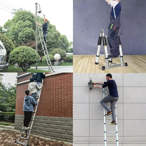 5m Thickened Telescopic Ladder 16.5ft Extendable Ladder Folding A-Frame Ladder Anti Slip with Stabilizer Bar Stainless Steel (2.5M+2.5M), Stronger than others 8 5m Thickened Telescopic Ladder 16.5ft Extendable Ladder Folding A-Frame Ladder Anti Slip with Stabilizer Bar Stainless Steel (2.5M+2.5M), Stronger than others - Image 8