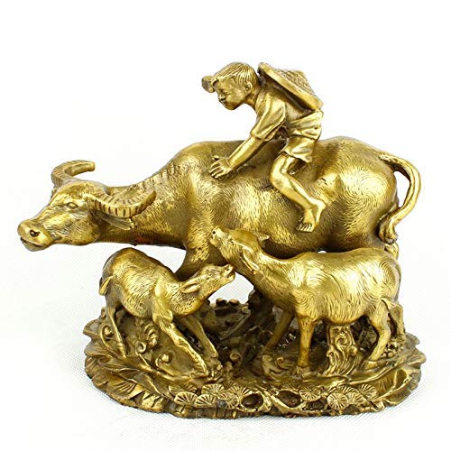 Statue vache en cuivre pur Feng Shui, sculpture traditionnelle pour cadeau de crémaillère