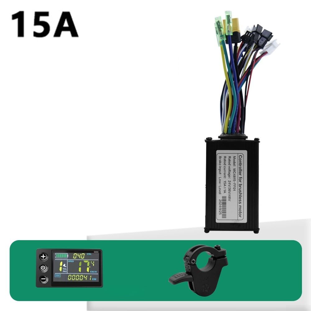 Kit di controllo per bicicletta elettrica 24V/36V/48V 250W con display LCD e acceleratore compatibile con motori 15A