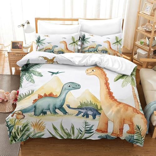 Housse de couette 135x200 cm dinosaure avec impression 3D ultra douce