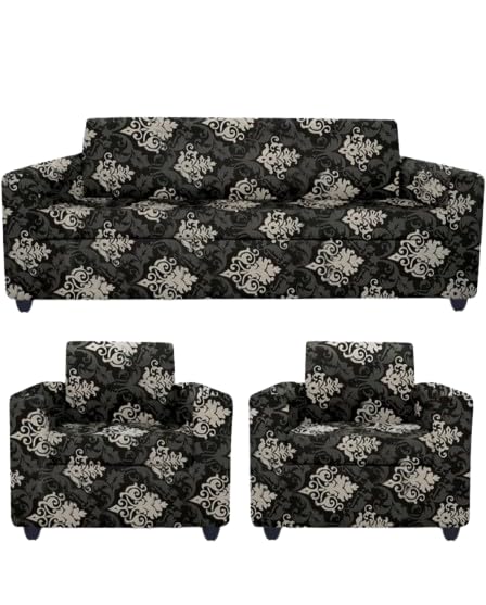 Image of HK Printed 5 Seater Sofa Cover Big Elasticity Cover Stretch Universal Sofa Slipcover 5 Seater (3 Seater Size 185-230cm and 1 Seater Size 90-145cm)