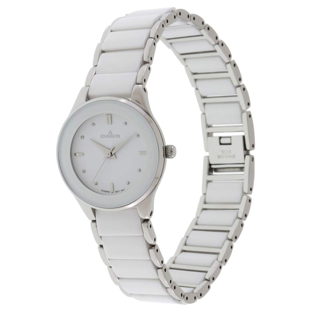 Dugena Damski zegarek na rękę Amica Ceramica ceramika 29 mm biały/srebrny