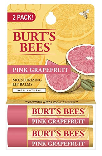 Burt's Bees Pink Grapefruit, Moisturizing Lip Balm 0.15 oz ( Pack of 2)