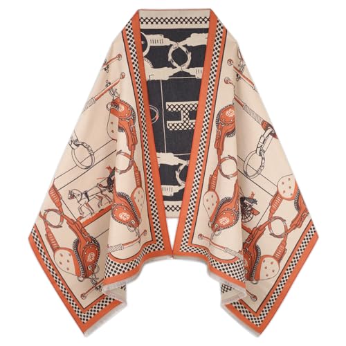 EXTREE Scarfs for Women Pashmina Silky Shawl Wrap for Evening Dressing Blanket Open Front Poncho Cape Beige 0ne