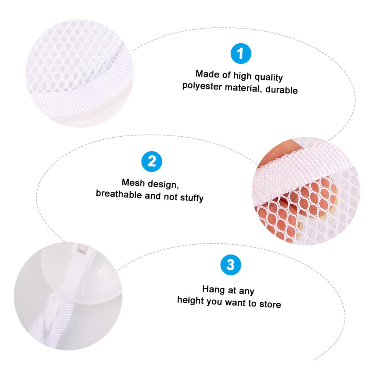 TOPBATHY 3pezzi Borsa Da Doccia Per Ventosa Contenitore Per Giocattoli Organizer Per Bagnetto Rete Scomparti Per Bagno Bianco