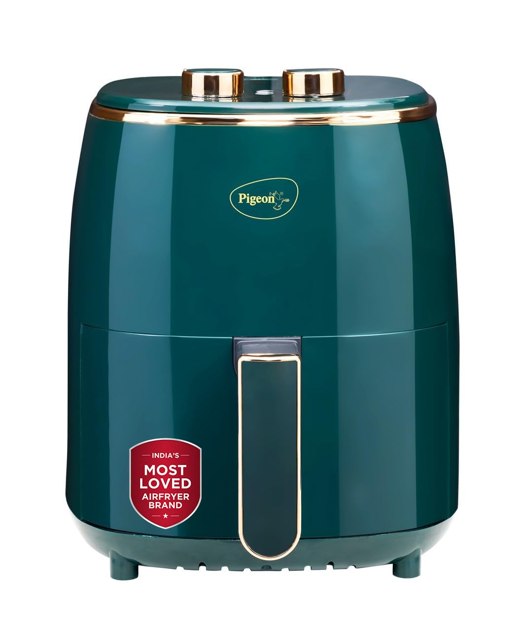 Pigeon Healthifry Manual Air Fryer, 360° High Speed Air Circulation Technology 1200 W With Non-Stick 4.2 liter Basket- Green