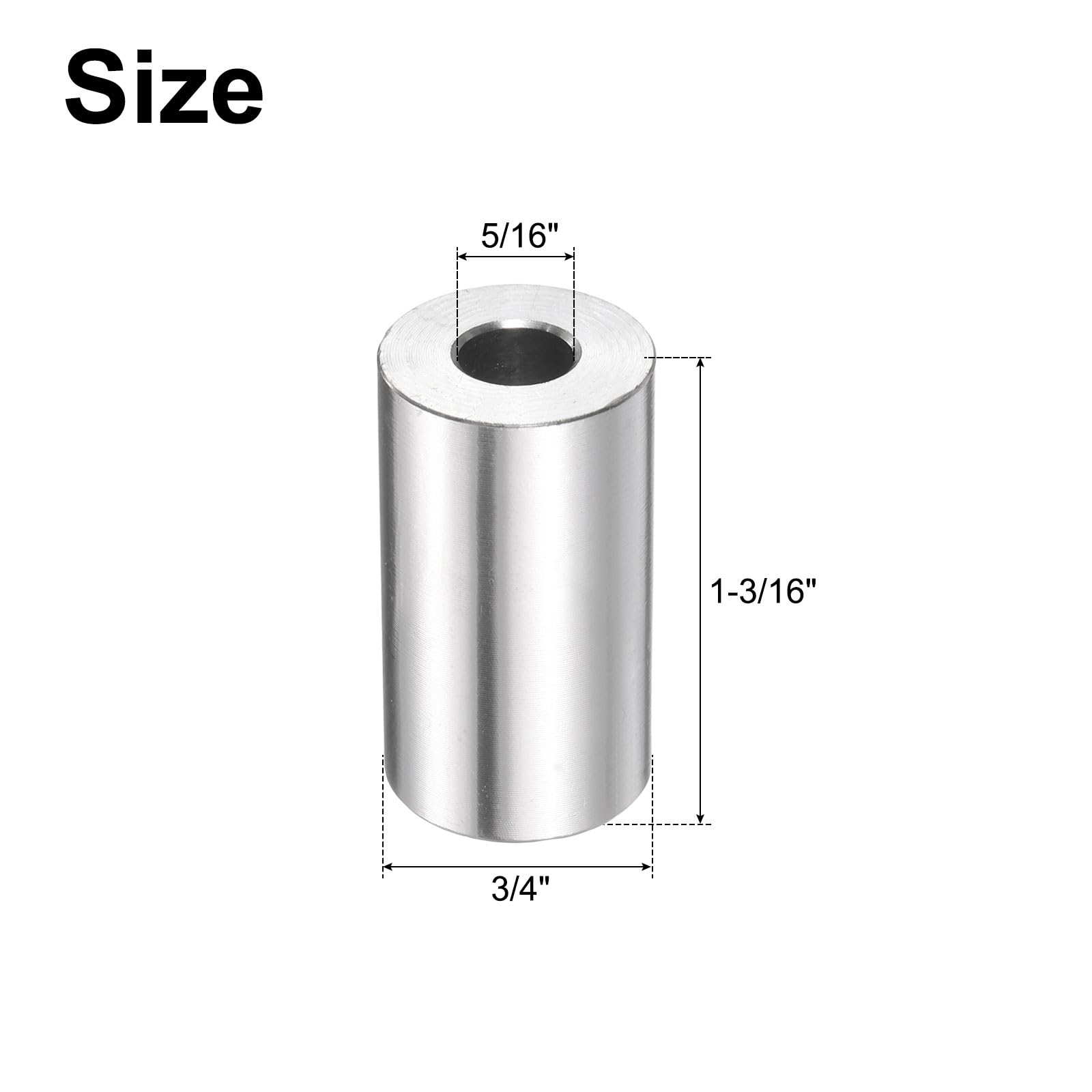 QUARKZMAN 25pcs Espaciador Inoxidable Acero 5/16" ID x 3/4" OD x 1-3/16" Longitud Casquillo de Tornillo Acabado Liso, Espaciador Metal Redondo para M8 Tornillos, Pernos y Varillas