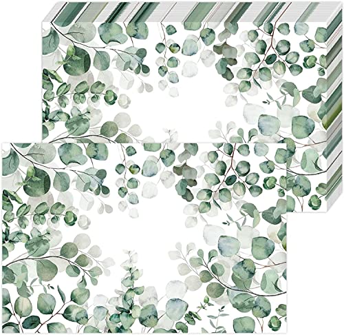 50 Stück Eukalyptus Papier Platzsets Eukalyptus Blätter Papier Tischsets 40 x 28 cm Grüne Blätter Einweg Tischsets, Dekorativ für Urlaub Küche Esstisch Party
