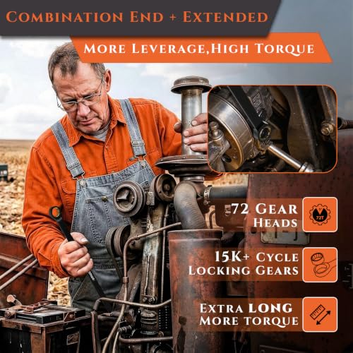 Image of SUZUME 10-Piece Extra Long Ratcheting Wrench Set Metric 8-22mm 72 teeth Cr-V Steel Double Box End For Tight Engine Bays Suspension Work Automotive Repairs with EVA Foam Organizer and Rolling Pouch
