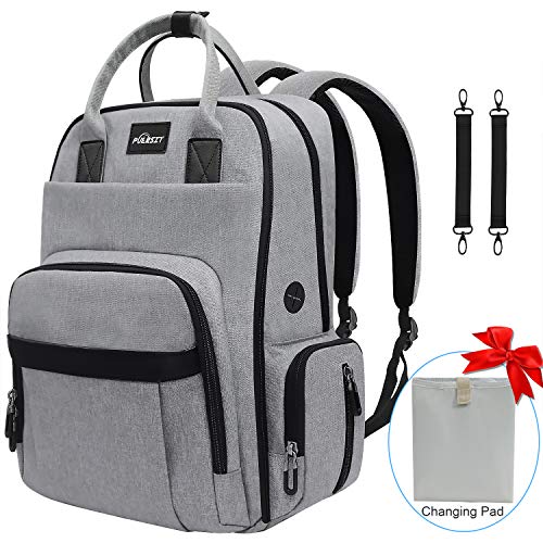 Nappy Changing Bag, Puersit Baby Diaper Bag Change Backpack with Changing Mat, Earphone Cable Slot