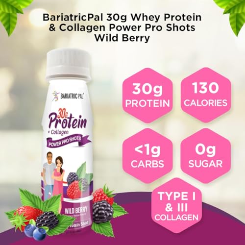 BariatricPal 30g Whey Protein & Collagen Power Pro Shots - Wild Berry (6 Bottles)