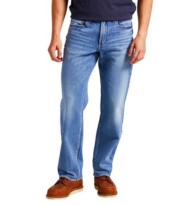 Silver Jeans Co. Men's Gordie Relaxed Fit Straight Leg Jeans, Med Wash Soc227, 32W X 30L