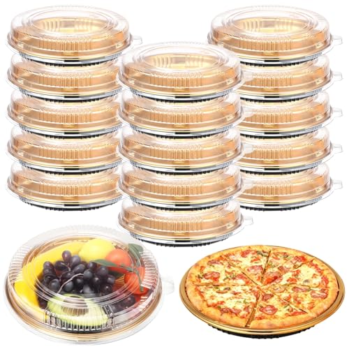 FELISTORY 15 PCS Disposable Pie Pans with Lids, 9 Inch Plastic Round Serving Trays, Portable Pie and Pizza Containers with Snap-On Dome Covers for Cakes, Salads, and Meal Prep FELISTORY 15 PCS Disposable Pie Pans with Lids, 9 Inch Plastic Round Serving Trays, Portable Pie and Pizza Containers with Snap-On Dome Covers for Cakes, Salads, and Meal Prep