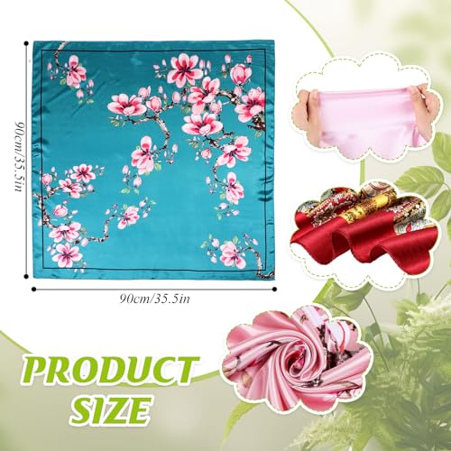 Hicarer 24 Pcs 35 Inch Silk Head Scarf Large Square Neck Scarf Sleeping Hair Wrapping Satin Scarf for Women2