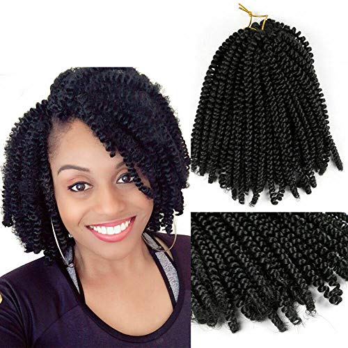 Beauty Angelbella 8 inch 2 Packs Spring Twist Crochet Hair Ombre Fluffy Twist Braids Synthetic Braiding Hair Extensions 30 Roots/Pack 110g