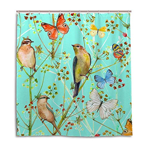Rideau de douche CHEHONG oiseaux papillons 168x183 cm - 2