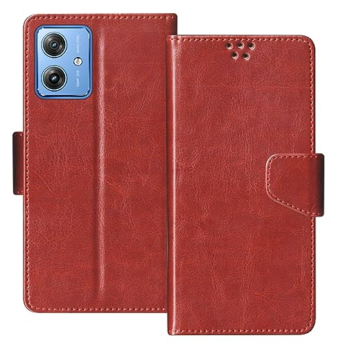 Image of SBMS Flip Cover for Motorola Moto G64 5G / G54 5G Back Cover Case with Magnatic Closure | Inbuilt Stand | Card & Money Pocket (Tan Brown)