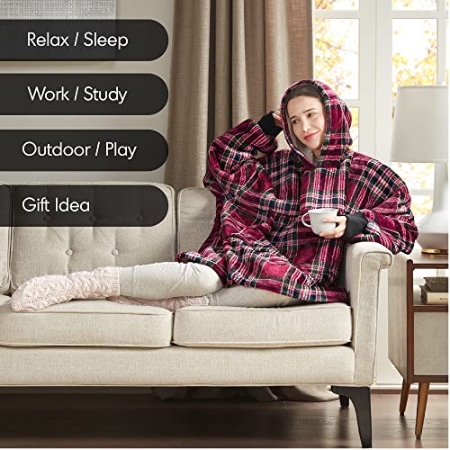 Degrees of Comfort Hoodie Blanket | Soft Microfiber Fleece and Fuzzy Sherpa Wearable Blanket - Image 5