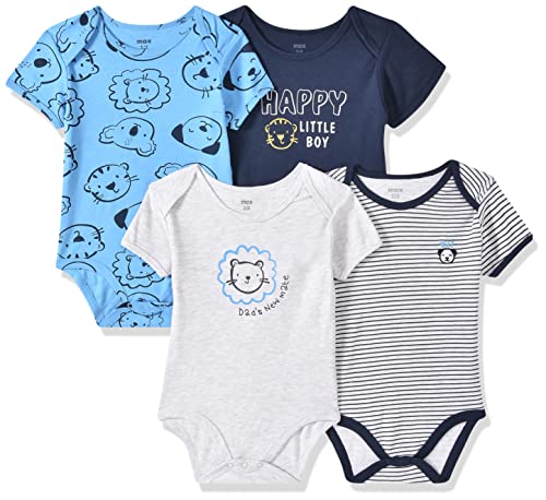 Image of Max Baby boys Printed Anti-Bacterial Bodysuit - Pack of 4