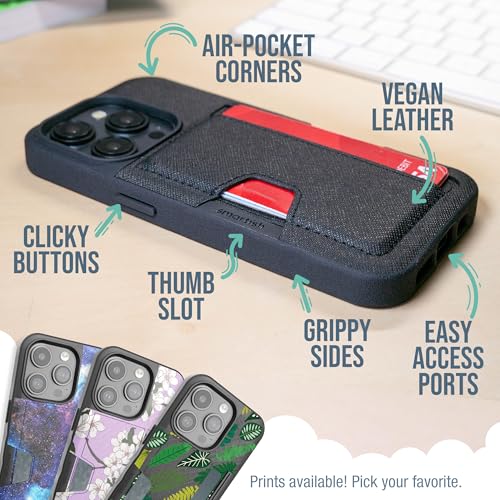 Image of Smartish iPhone 15 Pro Wallet Case - Wallet Slayer Vol. 2 [Slim + Protective] Credit Card Holder w /Kickstand - Drop Tested Hidden Card Slot Cover Compatible w /Apple iPhone 15 Pro - Leaf Me Alone