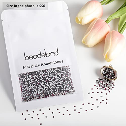 Image of Beadsland 2880pcs Flat Back Crystal Rhinestones Round Gems for Nail Art and Craft Glue Fix, Amethyst,SS6,1.9-2.1mm | Flatback Glass Gems, 1.9-2.1mm, for Nail Art Craft, Glue Fix