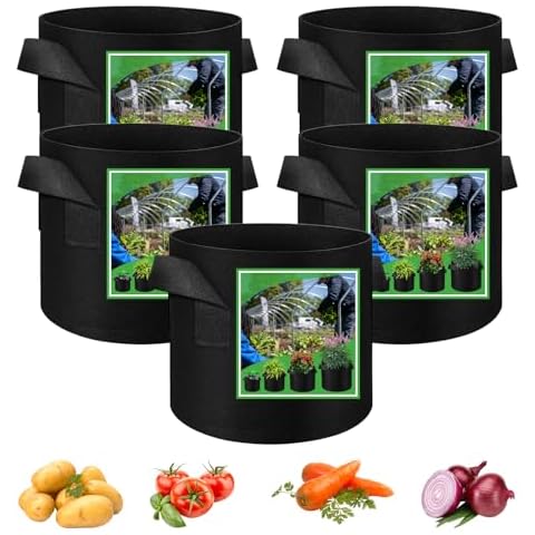 LITLANDSTAR 5 Pack 10 Gallon Vegetable Grow Bags Cover