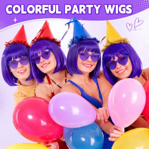 Image of Chunyin 2 Pieces Party Wigs and Sunglasses Set, Purple