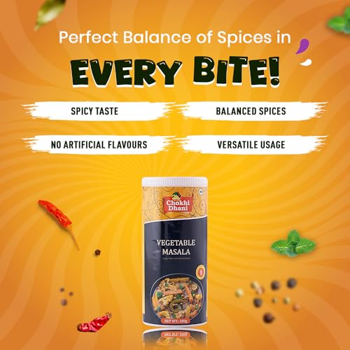 Image of Chokhi Dhani Vegetable Masala 100g | Mixed Veg Curry Masala Powder | All-Purpose Sabzi Masala | Authentic Indian Spice Blend for Gravy & Dry Dishes | Homemade Style | No Preservatives