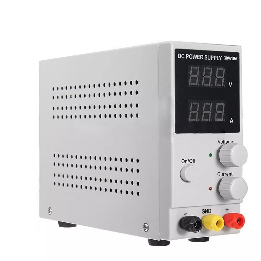 Fuente de alimentación de laboratorio con pantalla digital, 30 V, 10 A, ajustable CC estabilizada, 300 W, con indicador digital LED, fuente de alimentación estabilizada, medidor de corriente