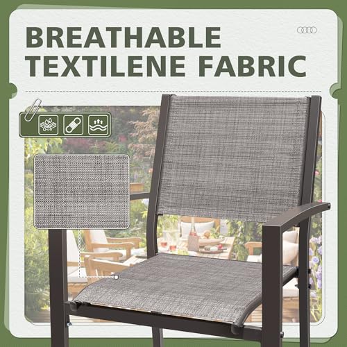 Flamaker Patio Chairs Textilene Outdoor Chairs Set of 6 Stackable Dining Chair for Backyard, Deck, Poolside (Grey) - Image 6