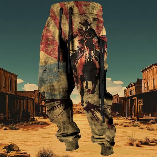 MARSVOVO Mens Western Aztec Pants Vintage Drawstring Fall Sweatpants with Pocket Cool Graphic Baggy Jogger Pants2