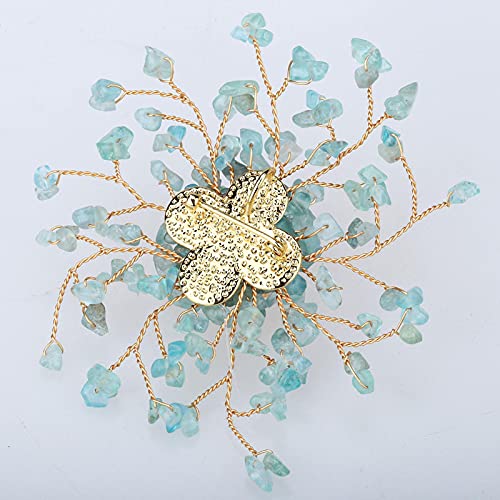 Broche pendentif aigue-marine et perle d'eau douce pour soirée