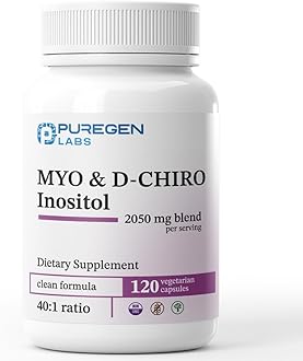 Puregen Labs Inositol Supplement | Myo Inositol & D-Chiro Inositol 2050mg - 120 Veggie Caps | No Harmful Additives | Non-GMO, NO Gluten and Dairy