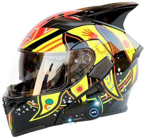 Casque de moto bluetooth résistant à la buée avec mentonnière rabattable confort XXL