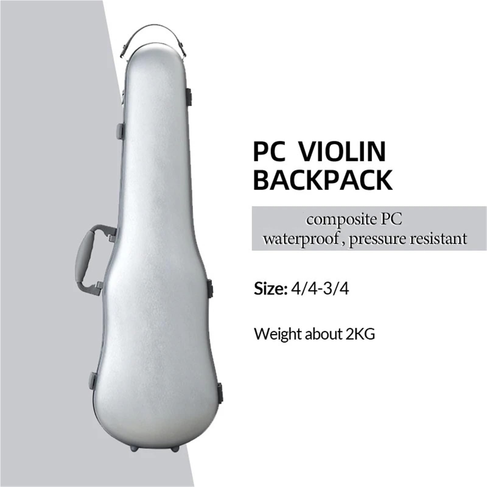 Geigenkasten Violinenkoffer 4/4-3/4 Größe verstellbar Verbund-PC-Material robust langlebig leicht mit Schlüsselschloss(Purple)