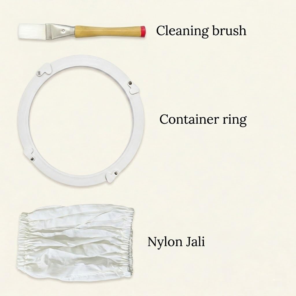 Flour Mill Accessories Combo | 11 Inch Plastic Ring with Nylon Jali & Cleaning Brush | Atta Chakki Spare Parts for Domestic Use | Easy Fit, Durable & Reusable — Amazon image 4